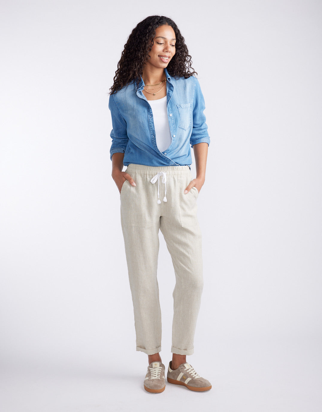 White & Co. Linen Beach Comber Pant (Natural)