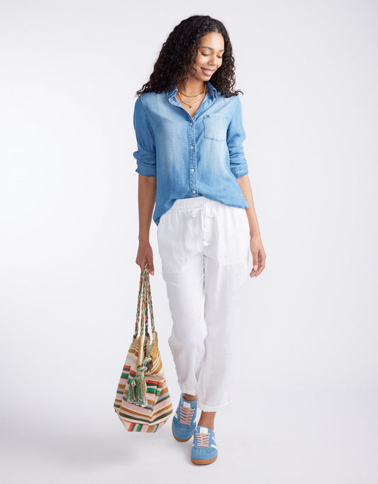 White & Co. Linen Beach Comber Pant (White)