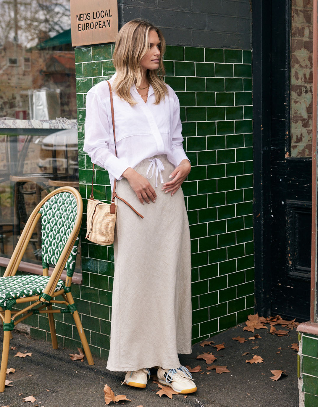 White & Co. Linen Slip Skirt (Natural)