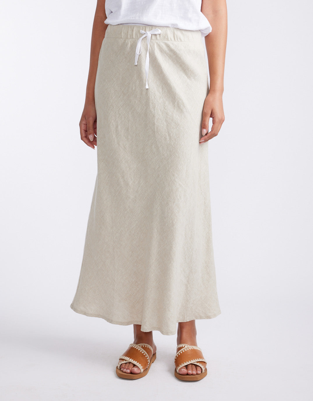 White & Co. Linen Slip Skirt (Natural)