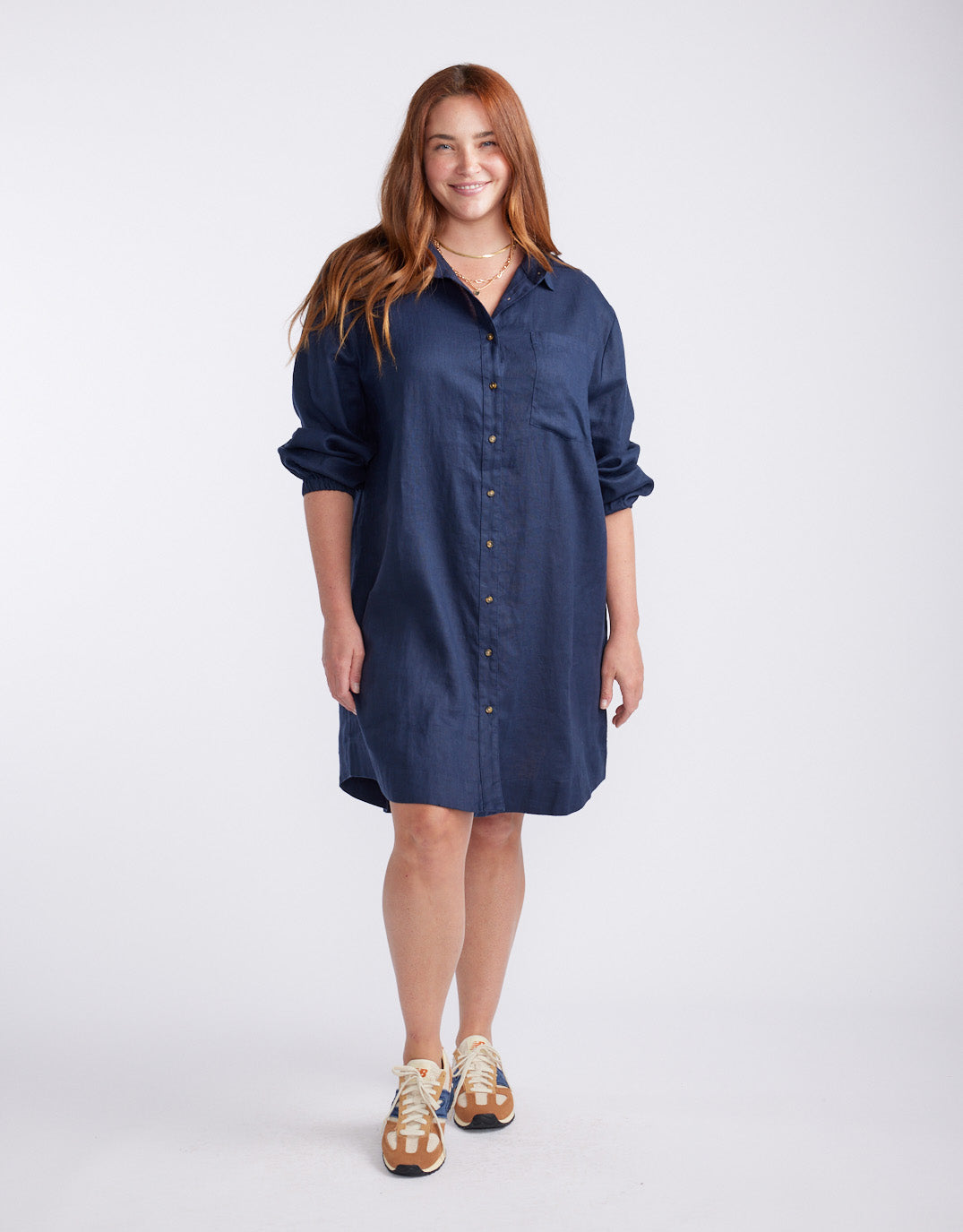 White & Co. Linen St Barts Dress (Navy)