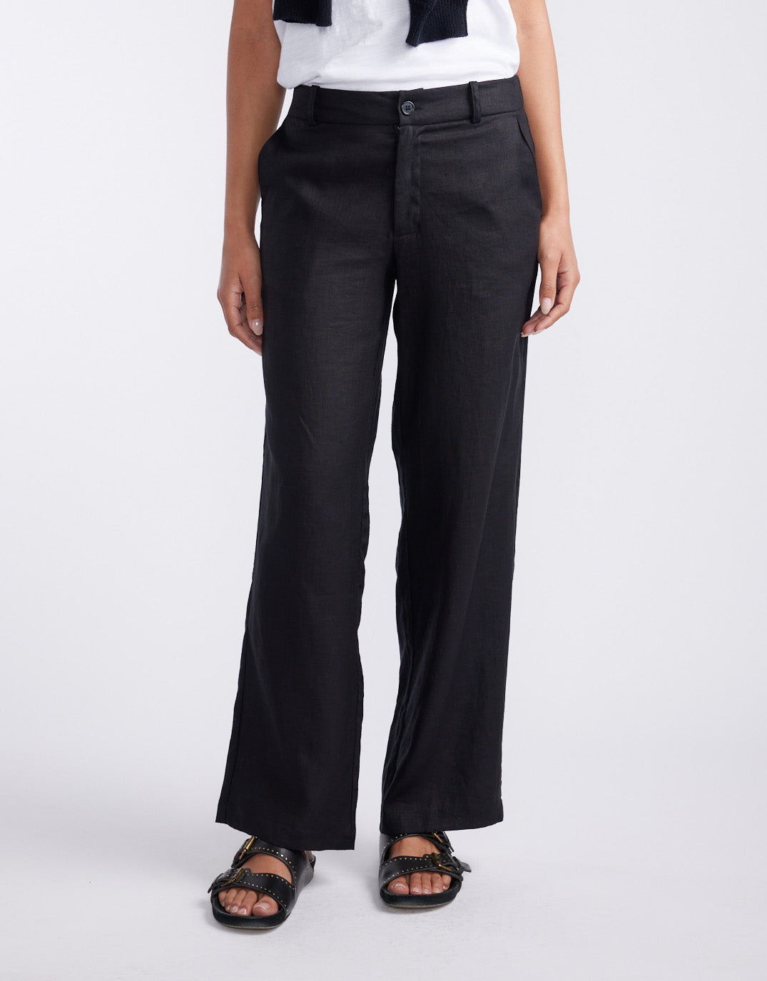 White & Co. Chicago Linen Pant (Black)
