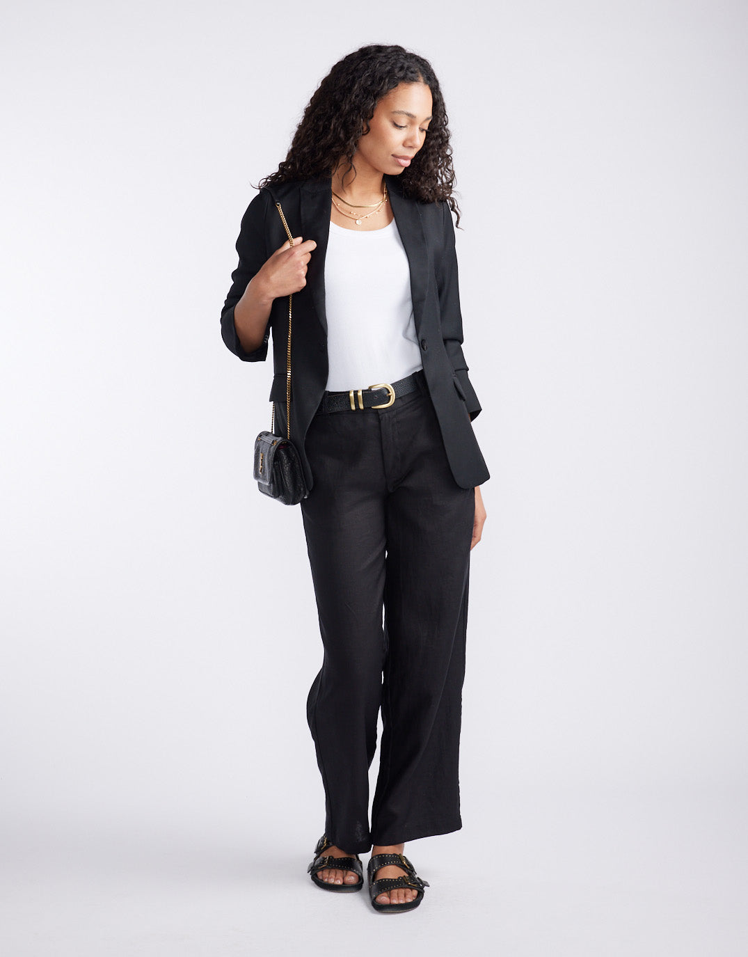 White & Co. Linen Pant (Black)