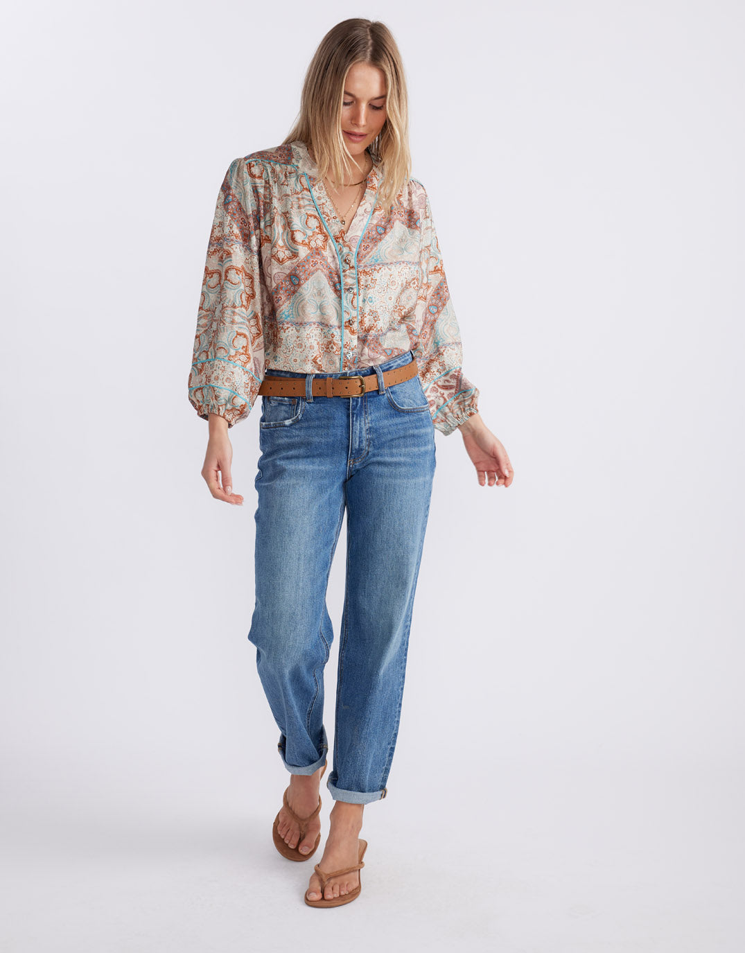White & Co. Mila Blouse (Shoreline Paisley)