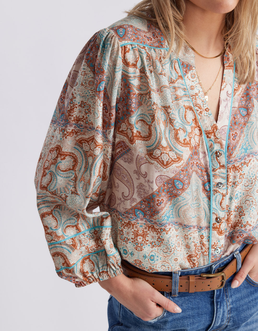 White & Co. Mila Blouse (Shoreline Paisley)