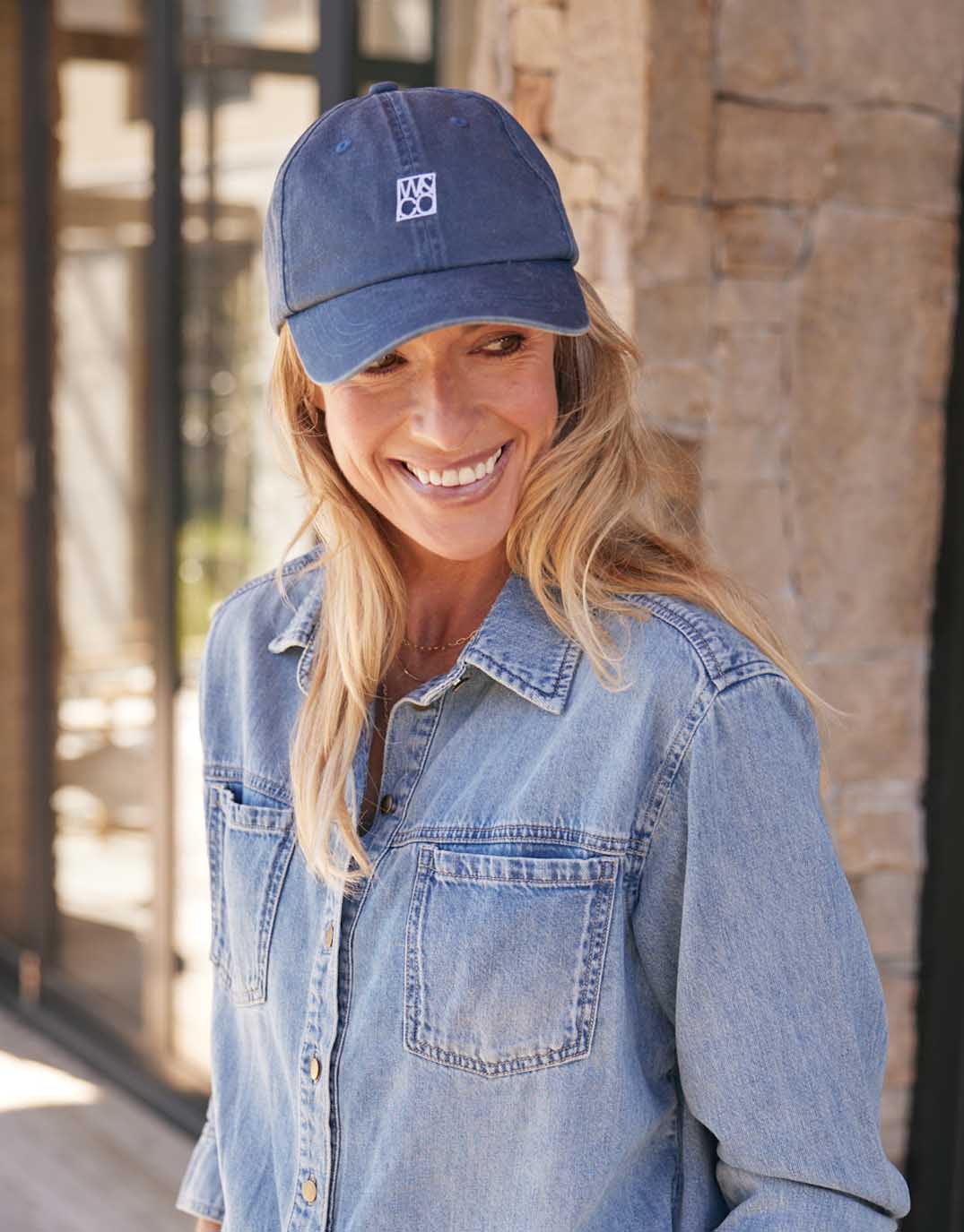 White & Co. Monogram Cap (Washed Navy)