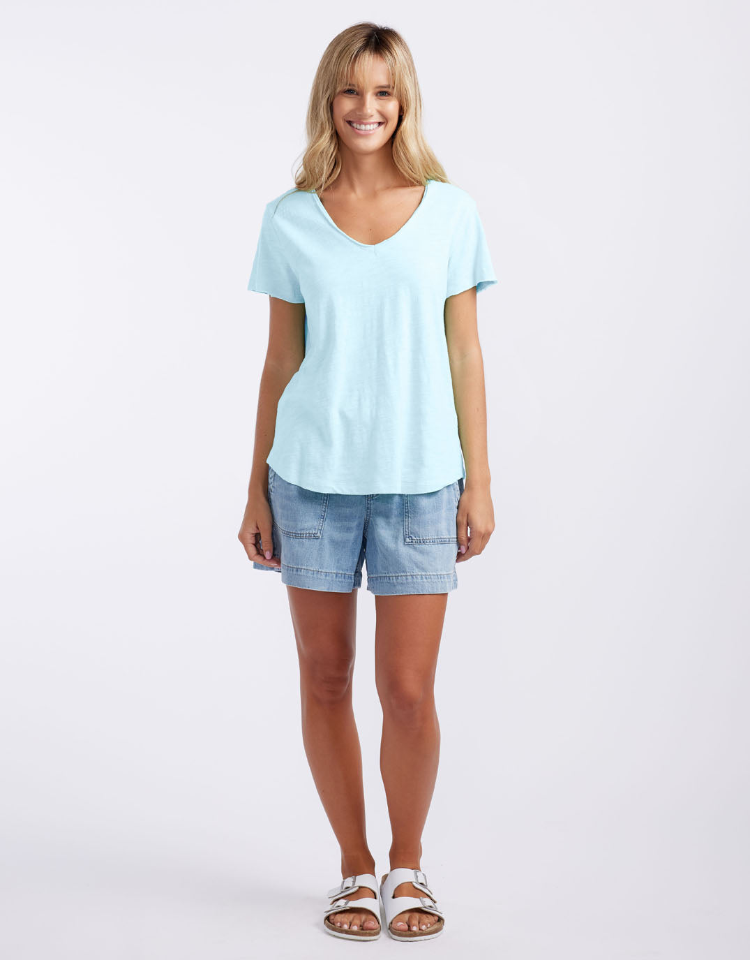 White & Co. Original V Neck T-Shirt (Ice Blue)