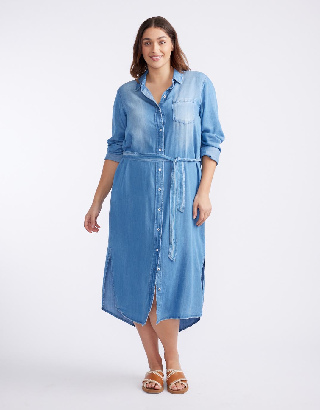 White & Co. Avery Midi Vintage Denim Dress (Chambray)