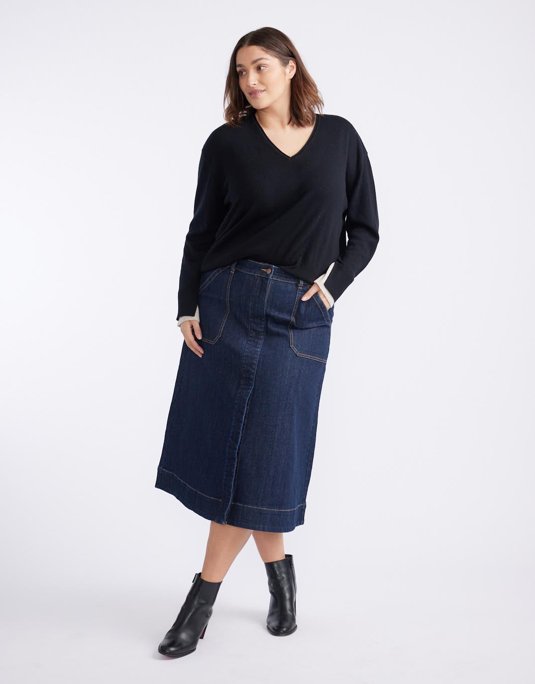White & Co. Catalina Midi Skirt (Indigo)