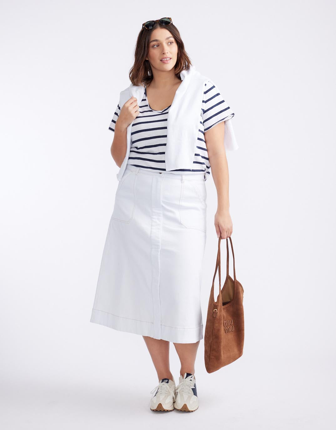 White & Co. Catalina Midi Skirt (White)