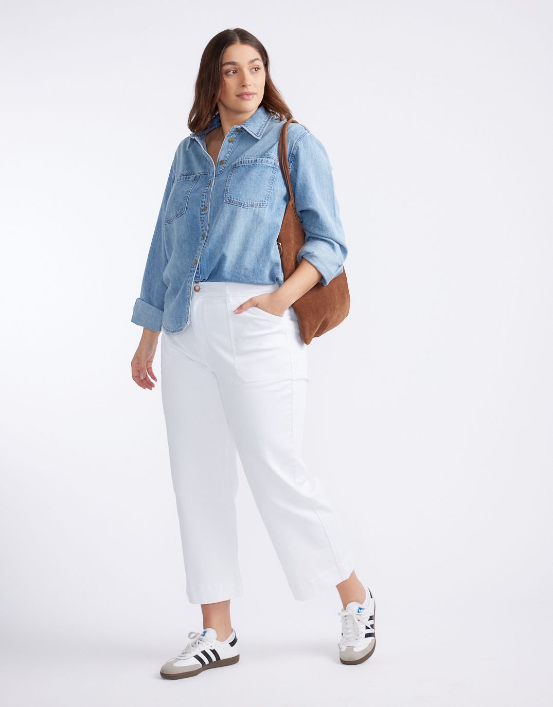 White & Co. Catalina Cropped Wide Leg Jeans (White)