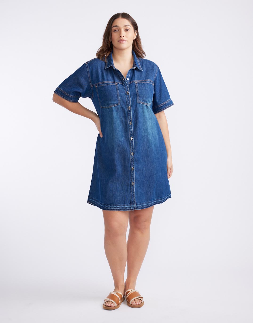 White & Co. Claudia Denim Dress (Dark Wash)