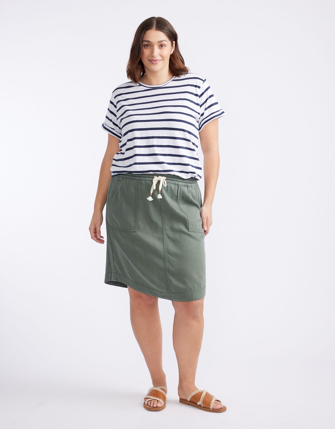 White & Co. Turn Back T-Shirt (White/Navy Stripe)