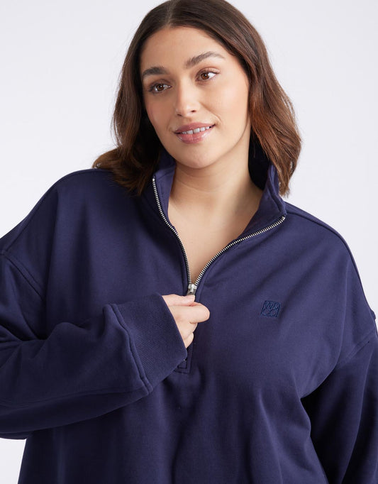 Unwind Half Zip Sweater - (Navy)