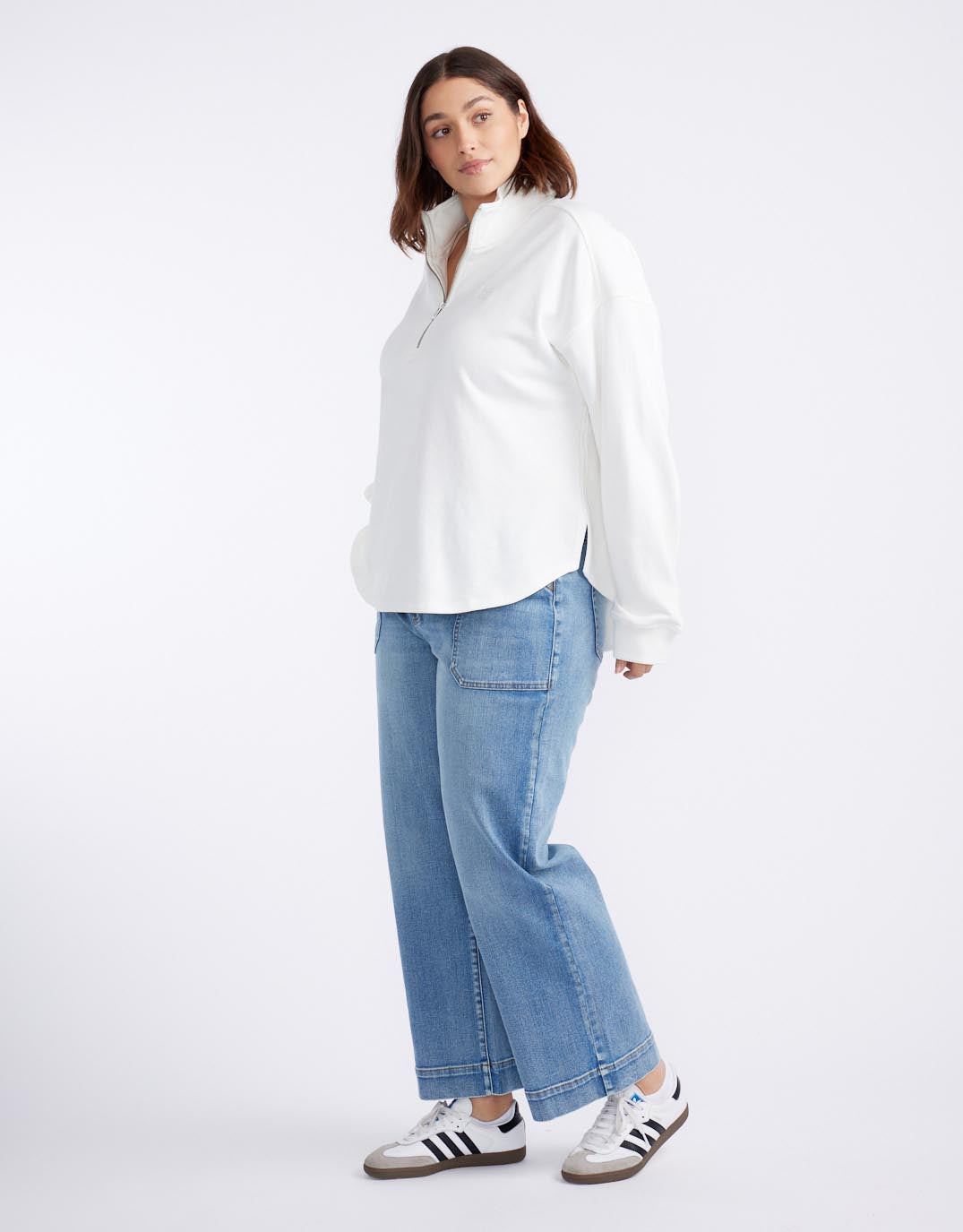 White & Co. Unwind Half Zip Sweater (White)