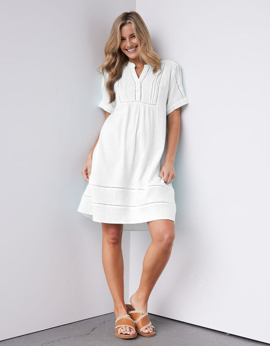 Image of Dresses. Product name - Positano Dress White in White colour by brand - White & Co.