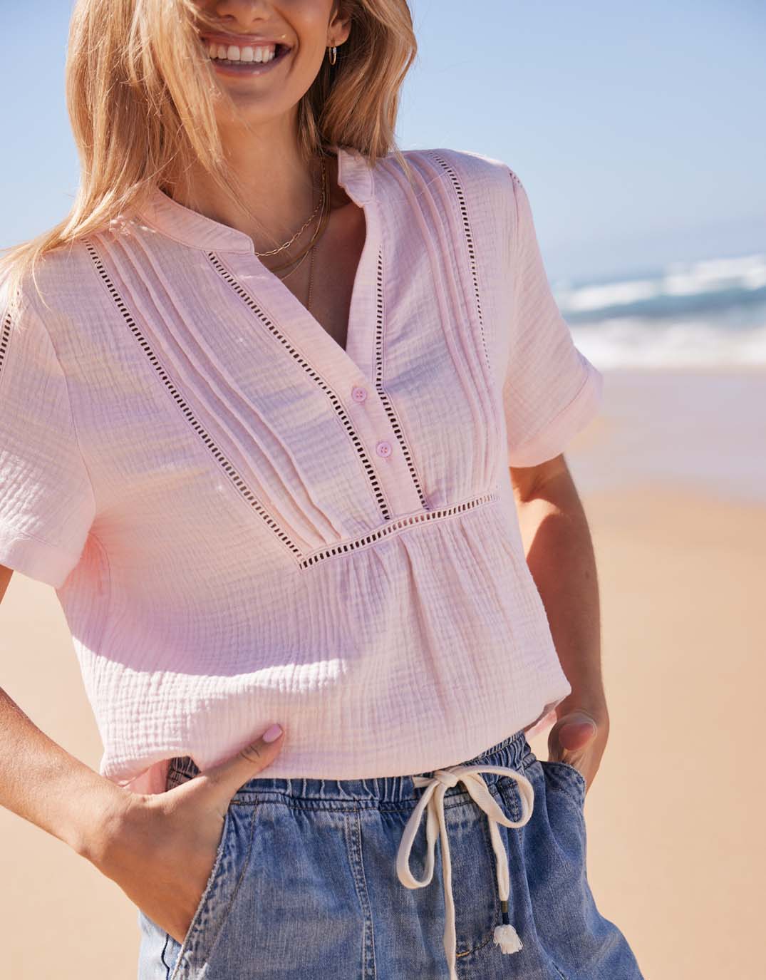 White & Co. Positano Top (Ice Pink)