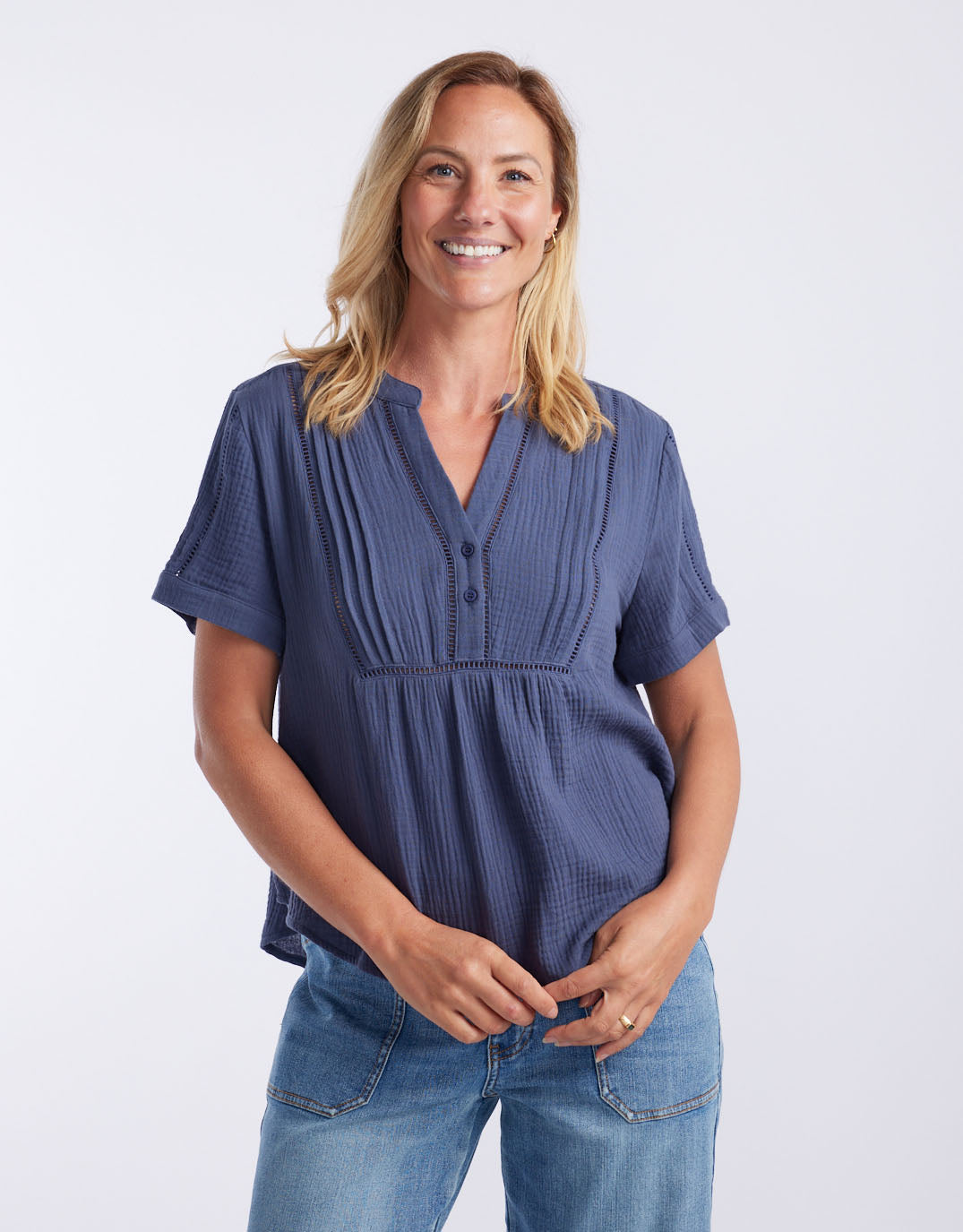 White & Co. Positano Top (Washed Navy)