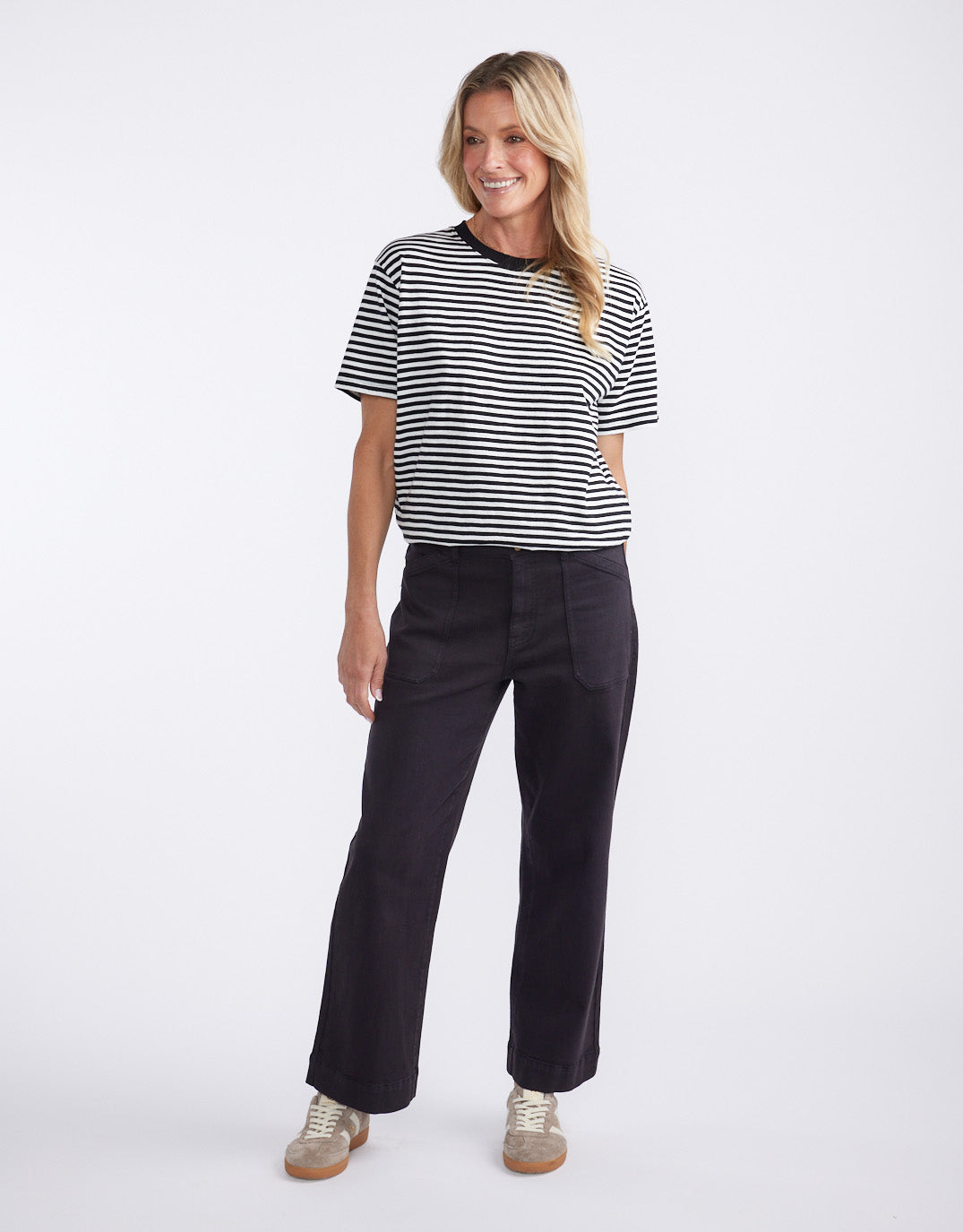 White & Co. Relaxed Tee (Black/White Stripe)