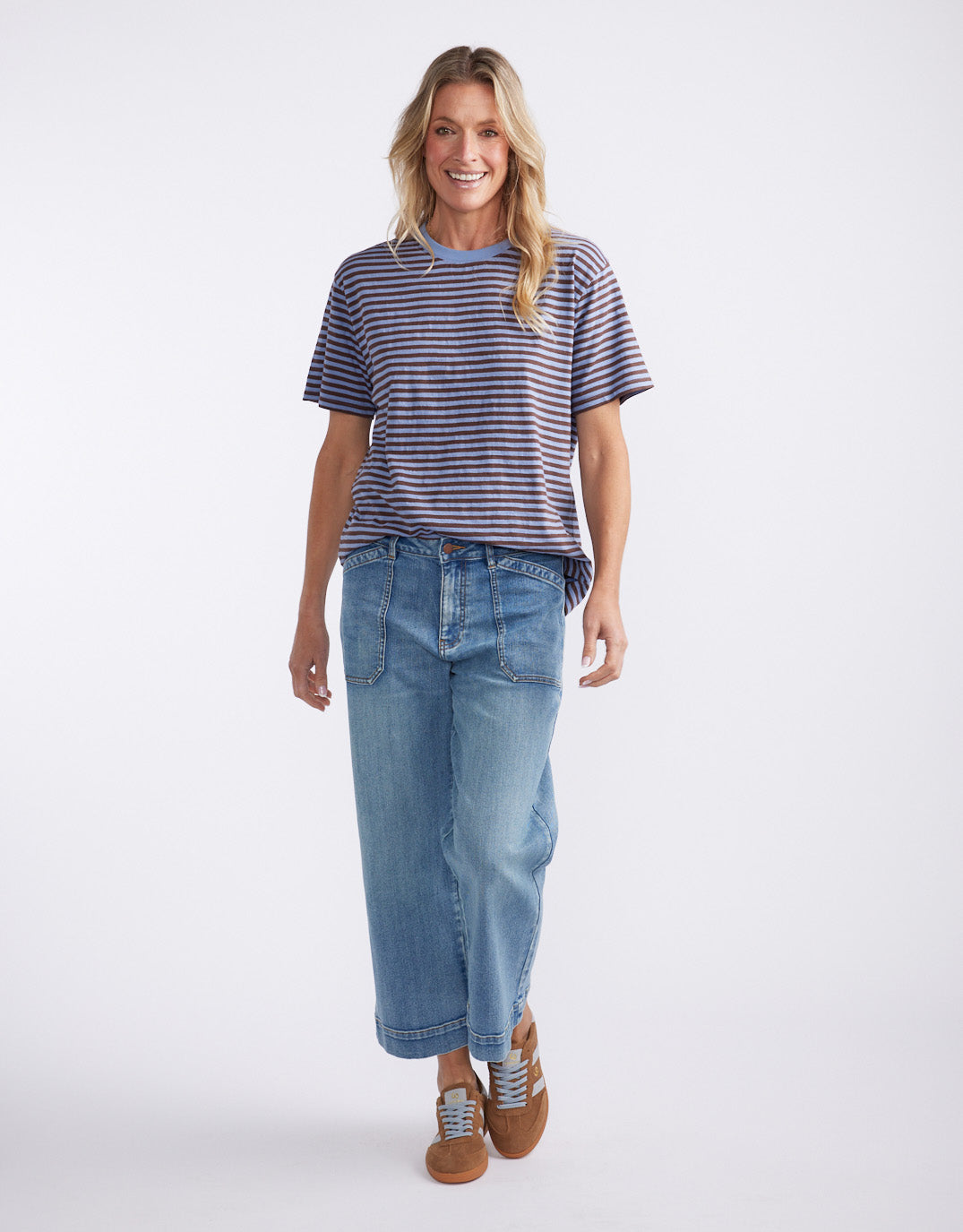 White & Co. Relaxed Tee (Blue/Chocolate)