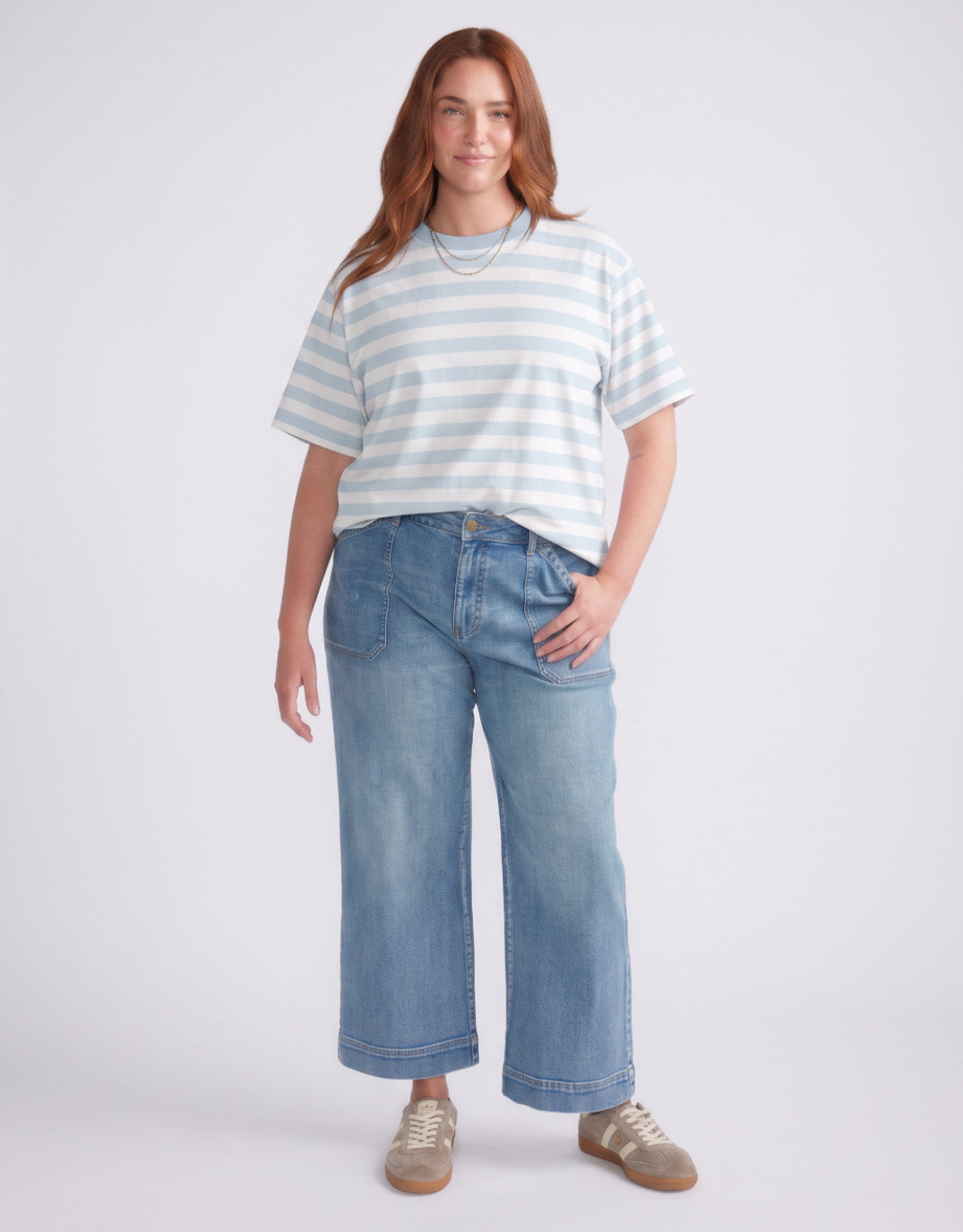 White & Co. Relaxed Tee (Ice Blue/White)