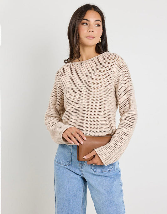 Dawn Crochet Knit Jumper - (String)