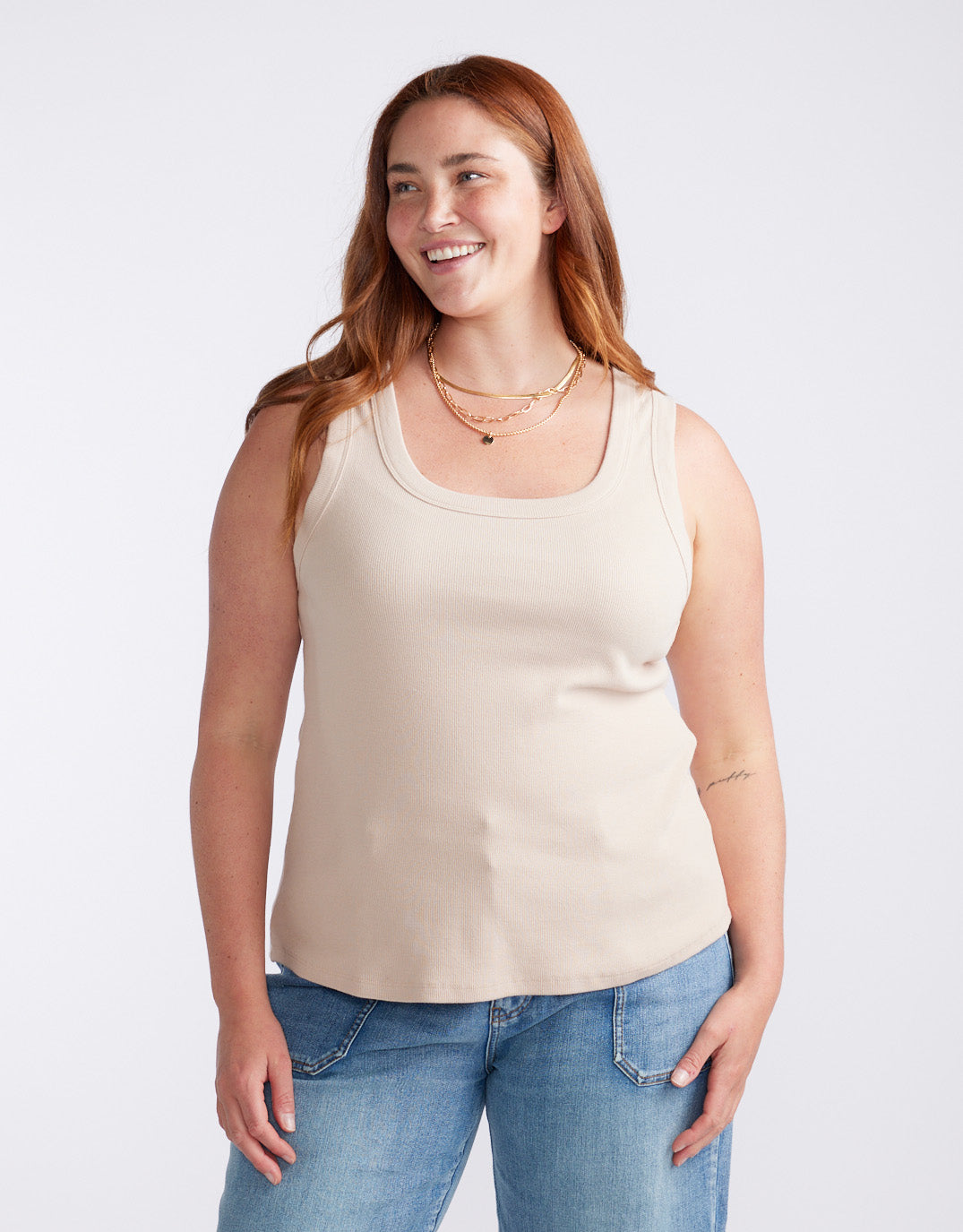 White & Co. Rib Tank (Latte)