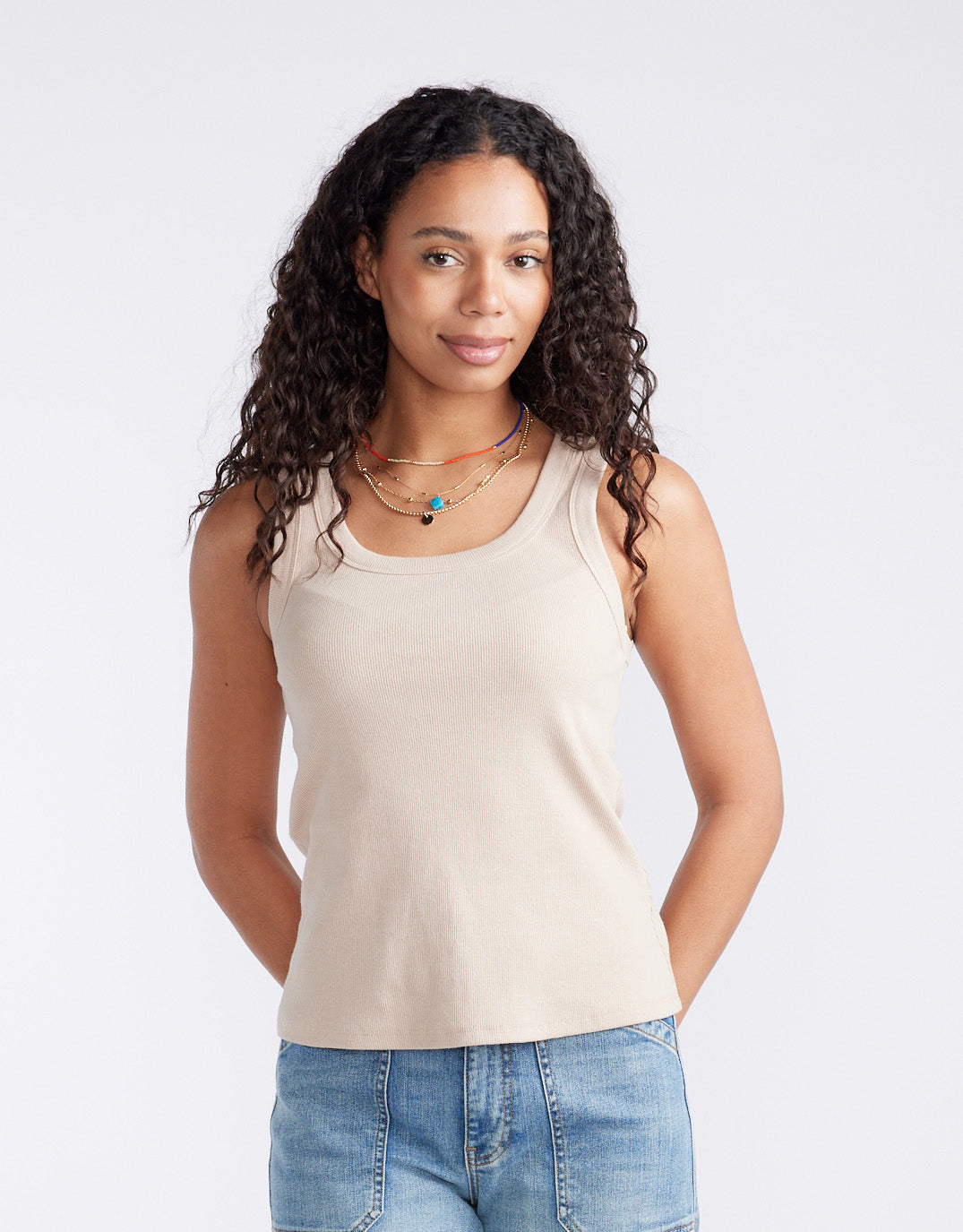 White & Co. Rib Tank (Latte)