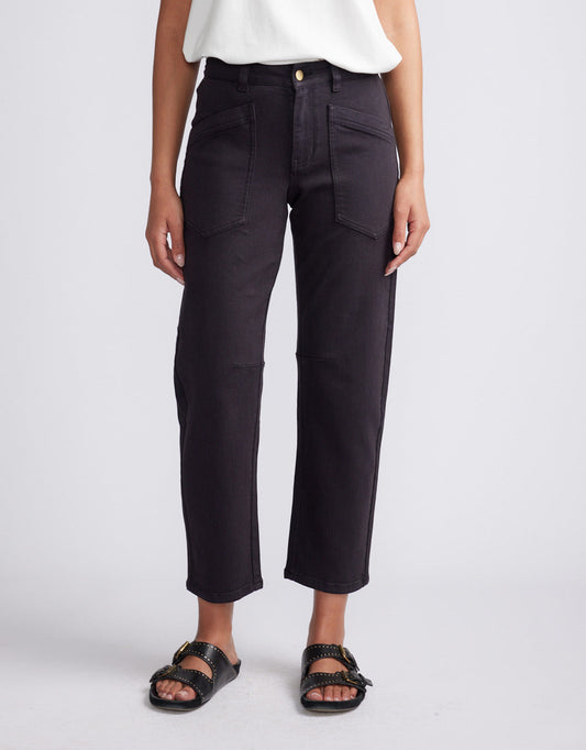 Image of Jeans. Product name - Saskia Stretch Cargo Barrel Jean Washed Black in Washed Black colour by brand - White & Co.