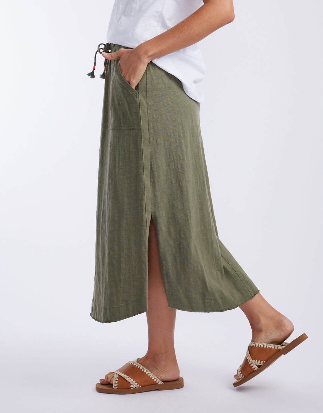 White & Co. Signature Midi Skirt (Khaki)