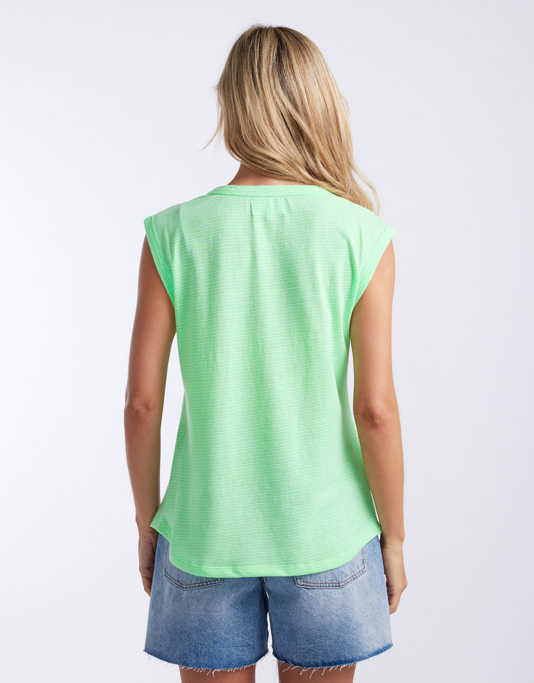 White & Co. Sorbet Stripe Cali Tank (Neon Green)