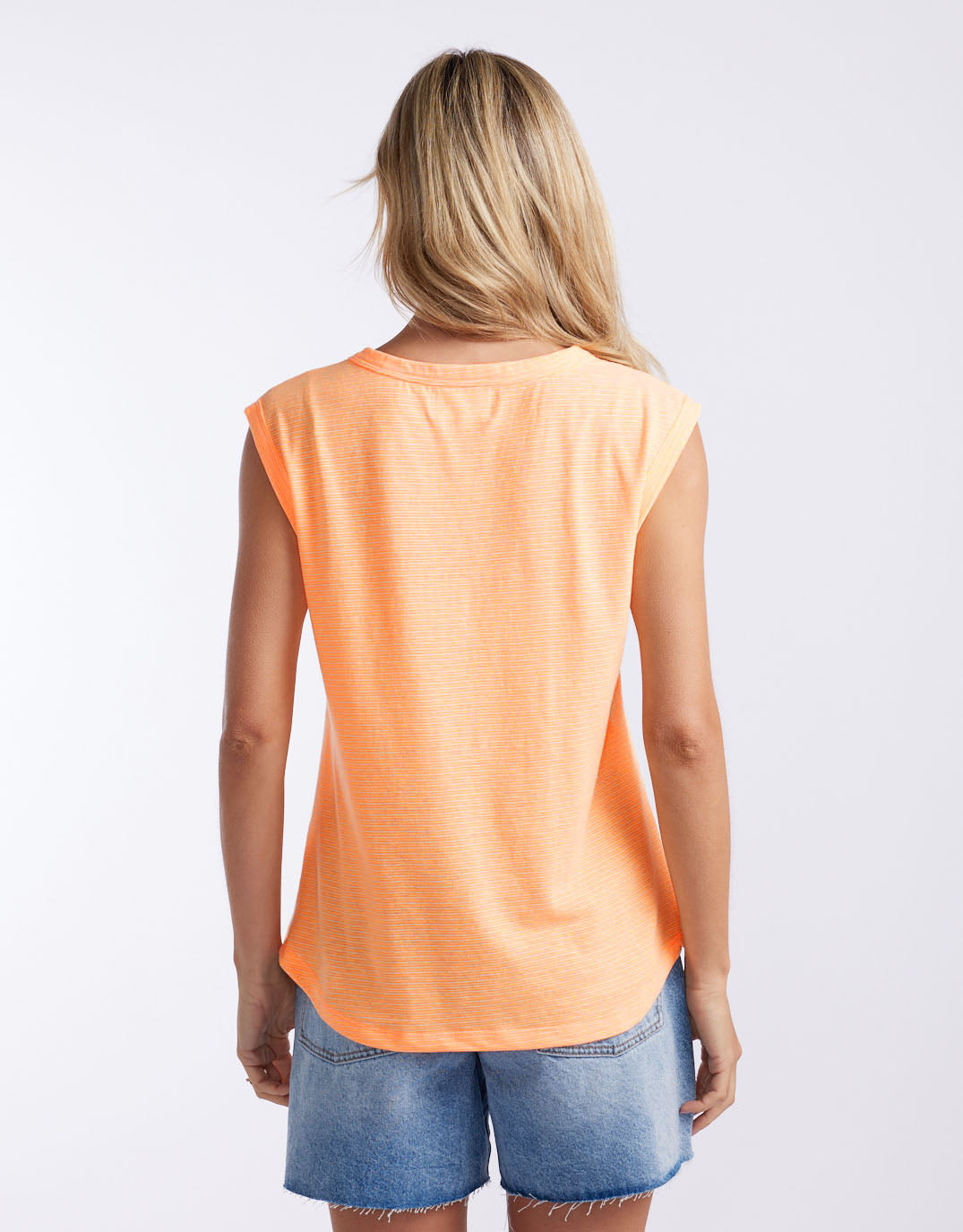 White & Co. Sorbet Stripe Cali Tank (Neon Orange)