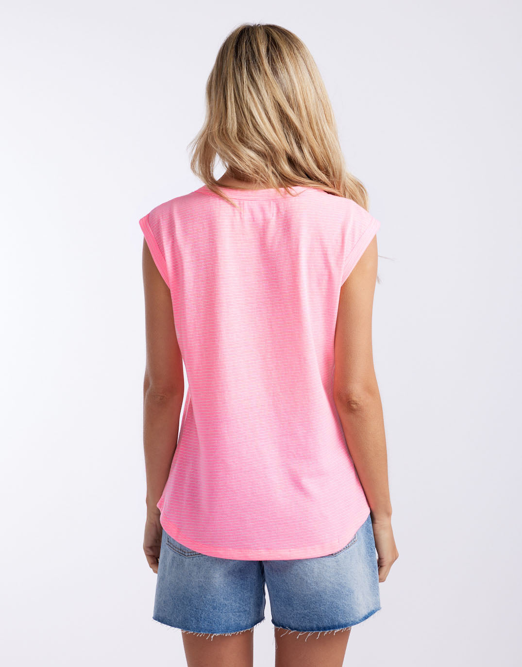 White & Co. Sorbet Stripe Cali Tank (Neon Pink)