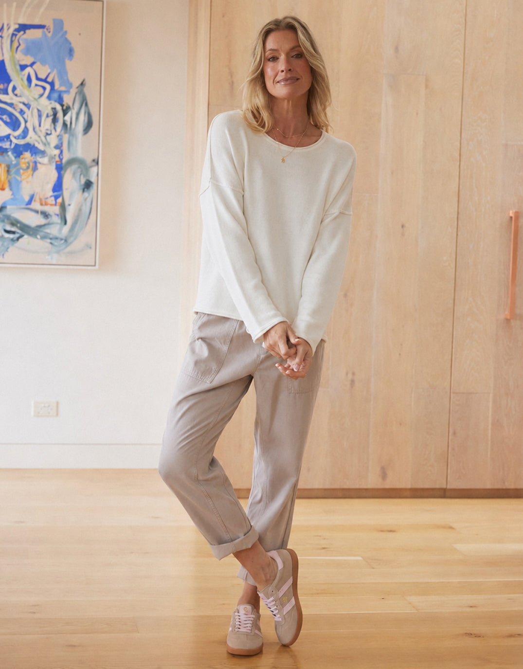 White & Co. Sorrento Raw Edge Knit (White)