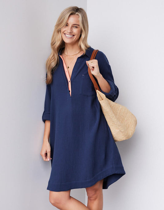 Image of Dresses. Productname: St Barts Dress - in Ink / Sorbet Orange colour by brand - White & Co.