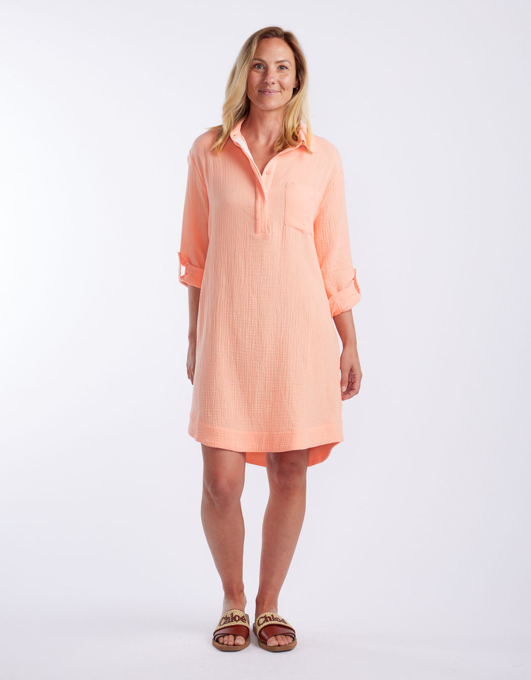 Image of Dresses. Productname: St Barts Dress - in Sorbet Orange / Ice Pink colour by brand - White & Co.