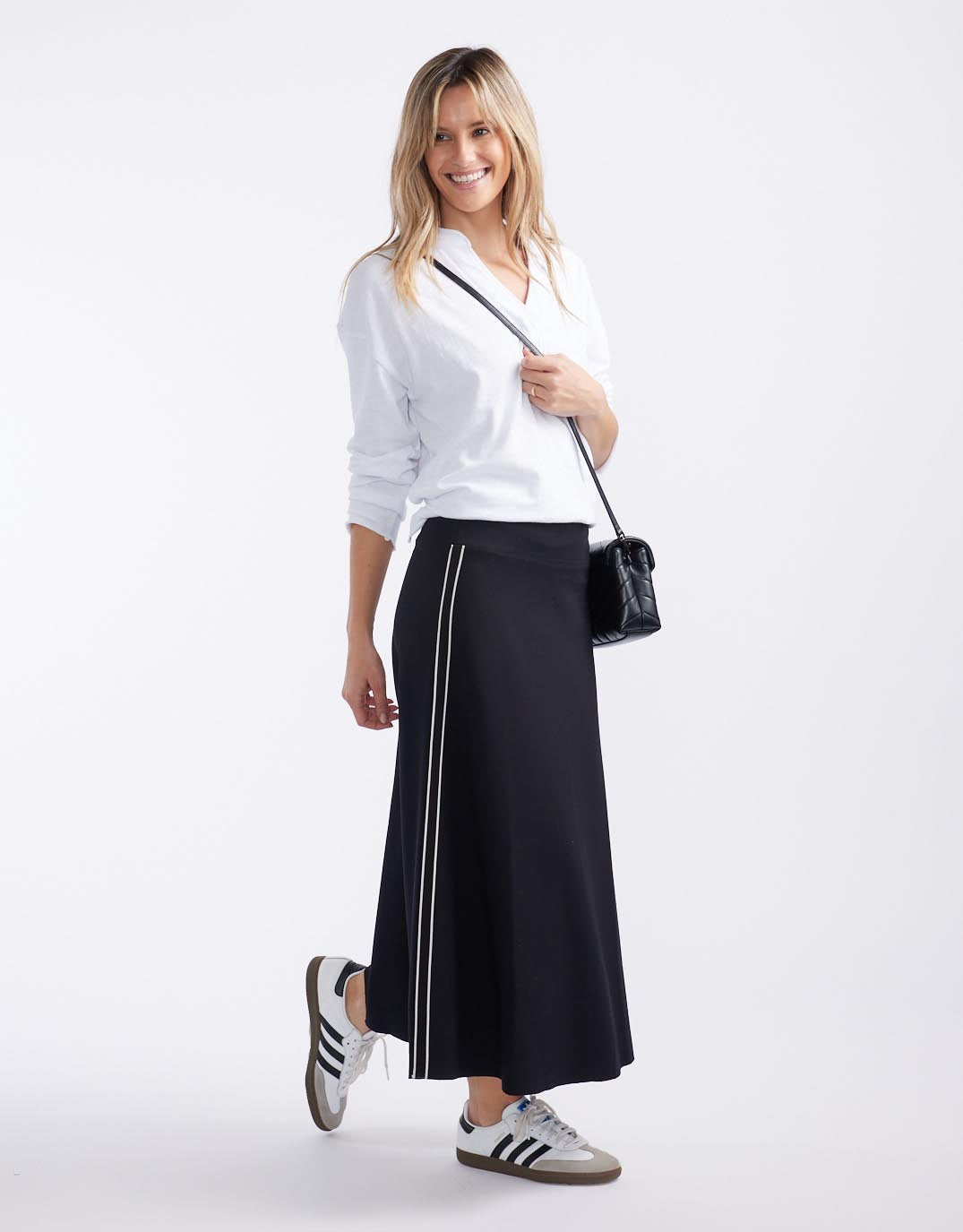 White & Co. Timeless Ponte Midi Skirt (French Tape)