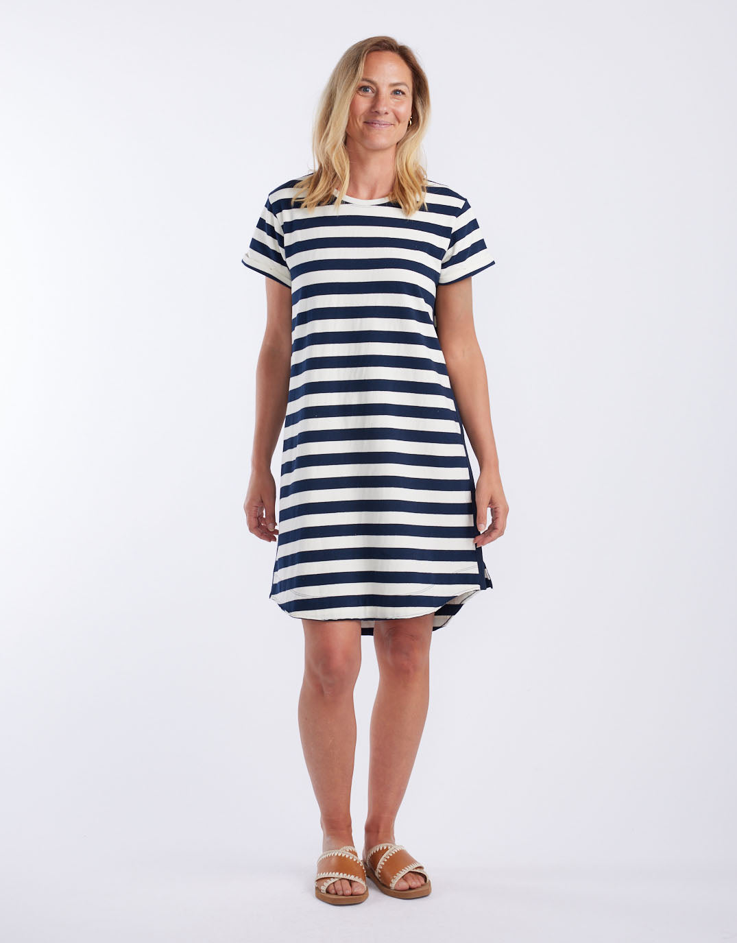 & Co. Turn Back Tee Short Dress (Navy / White Stripe)