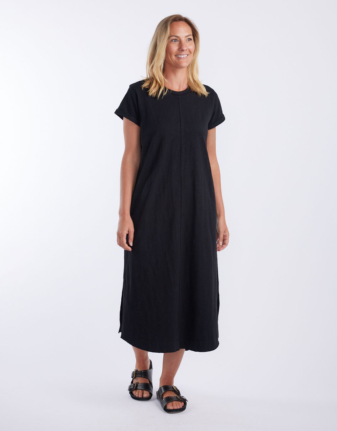 White & Co. Turn Back Tee Midi Dress (Black)