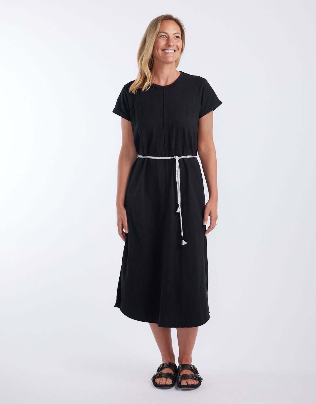 White & Co. Turn Back Tee Midi Dress (Black)