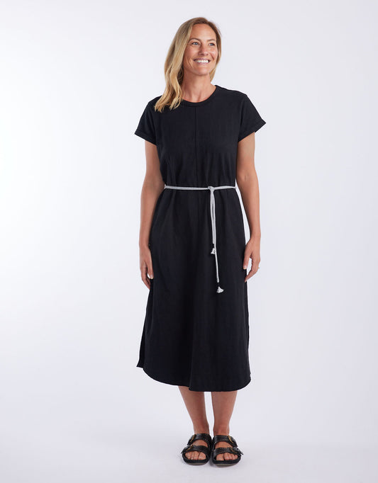 Turn Back Tee Midi Dress - (Black)