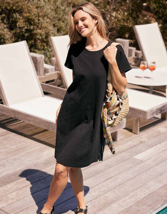 Image of Dresses. Productname: Turn Back Tee Short Dress - in Black colour by brand - White & Co.