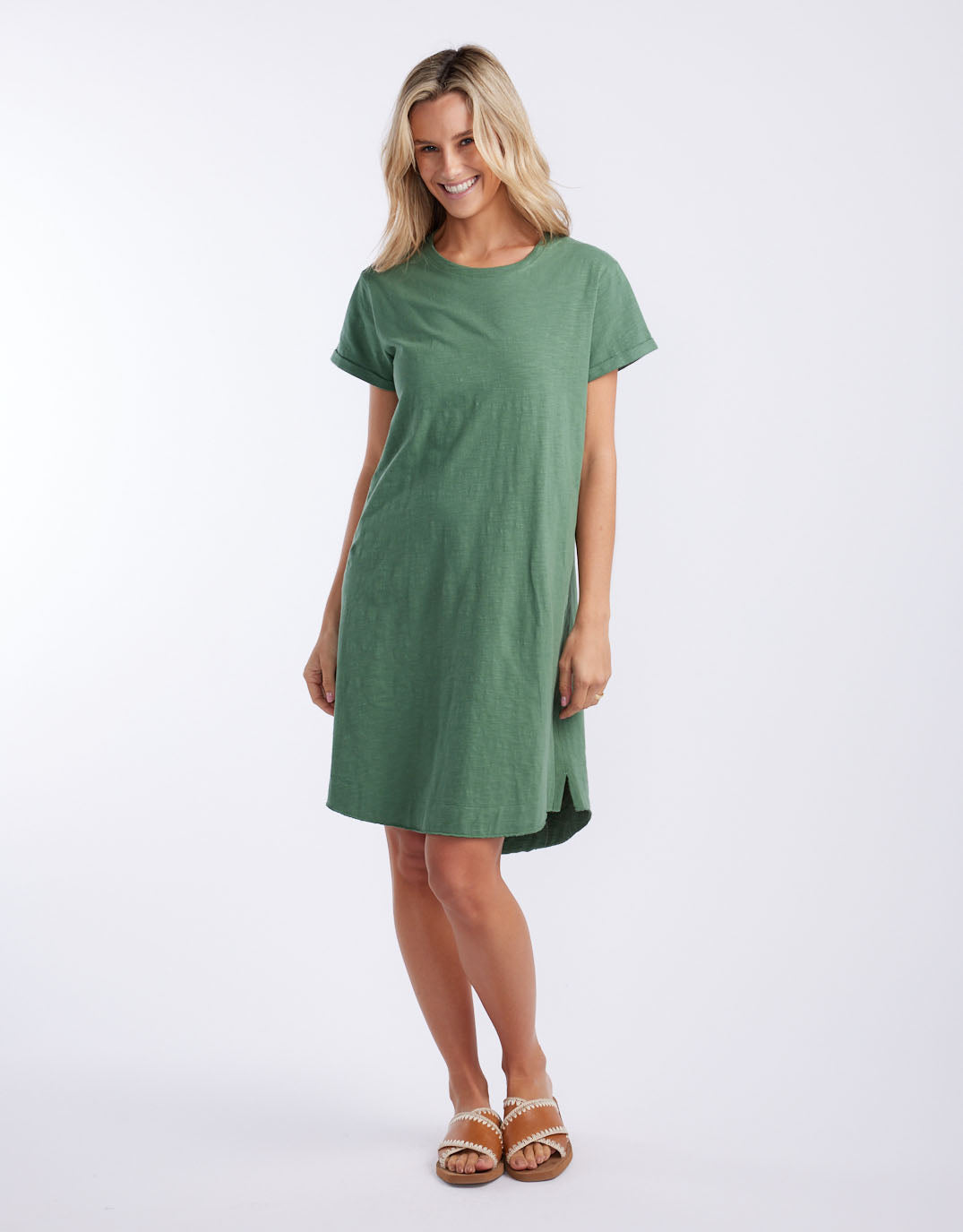 White & Co. Turn Back Tee Short Dress (Khaki)