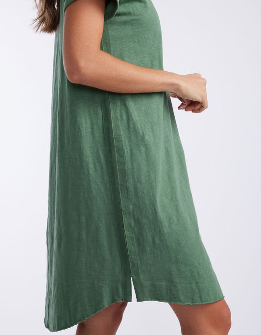 Turn Back Tee Short Dress - (Khaki)