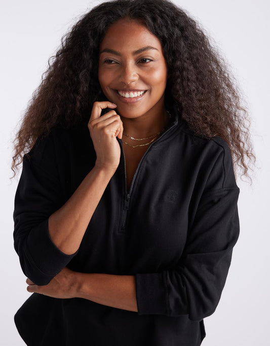 Unwind Half Zip Sweater - (Black)