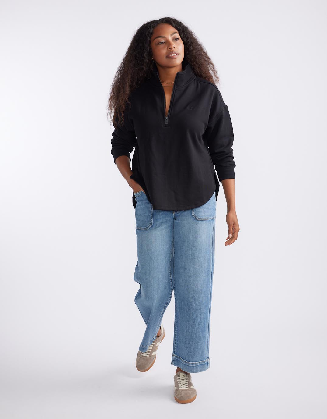 White & Co. Unwind Half Zip Sweater (Black)