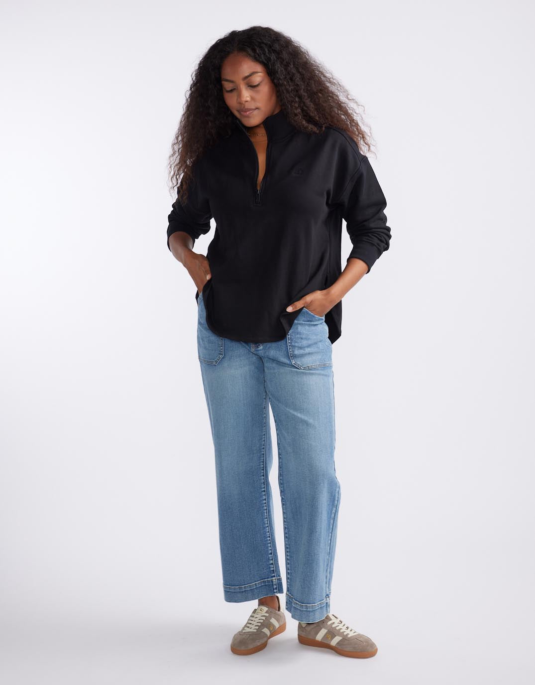 White & Co. Unwind Half Zip Sweater (Black)