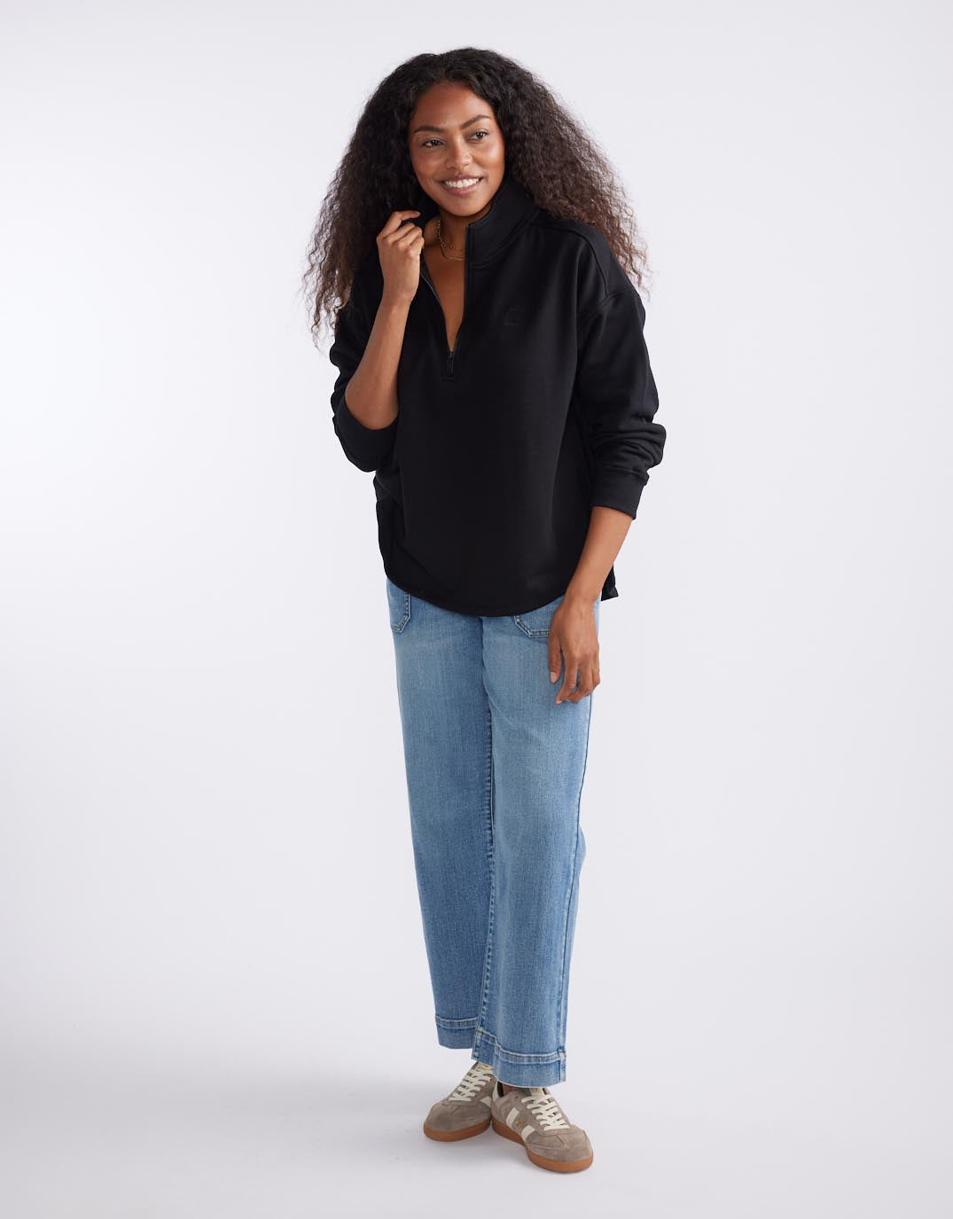 White & Co. Unwind Half Zip Sweater (Black)
