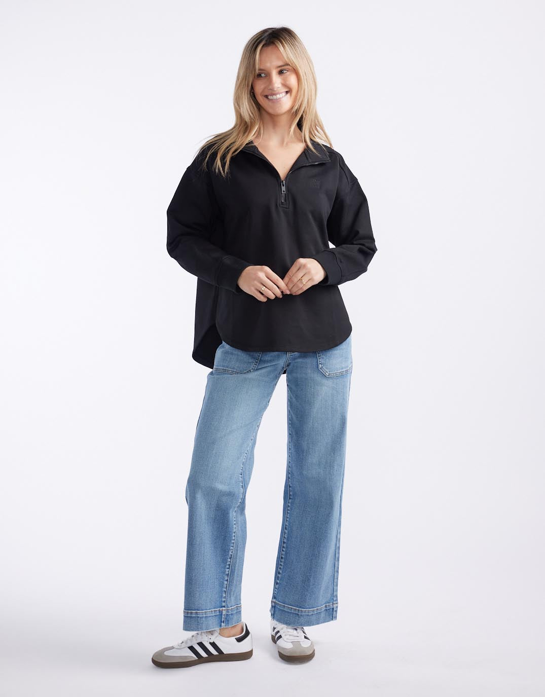 White & Co. Unwind Half Zip Sweater (Black)