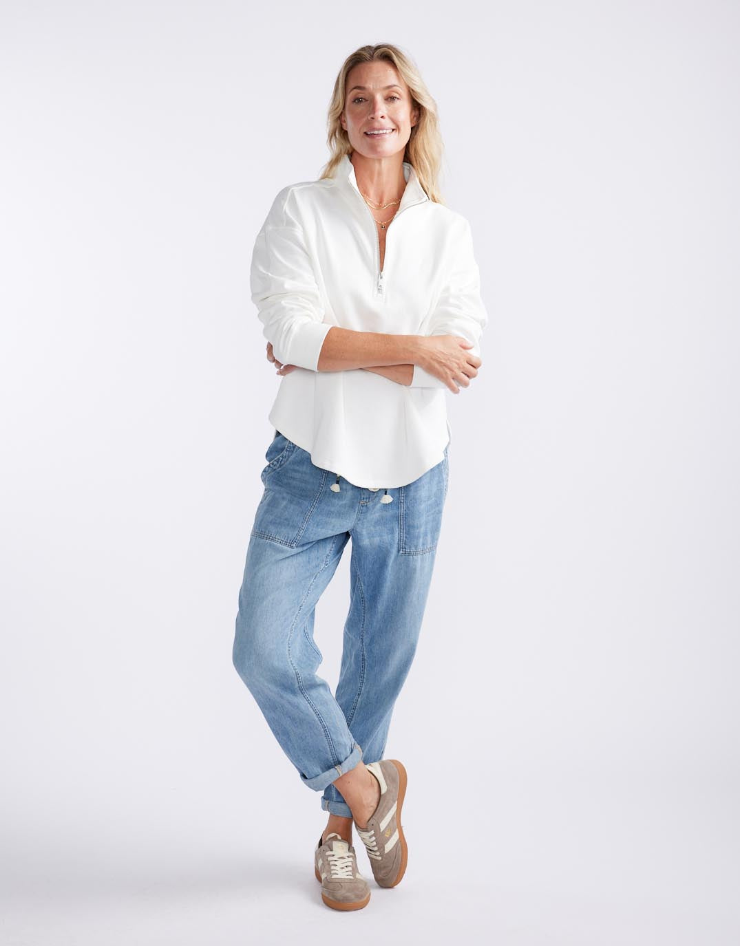 & Co. Unwind Half Zip Sweater White (White)